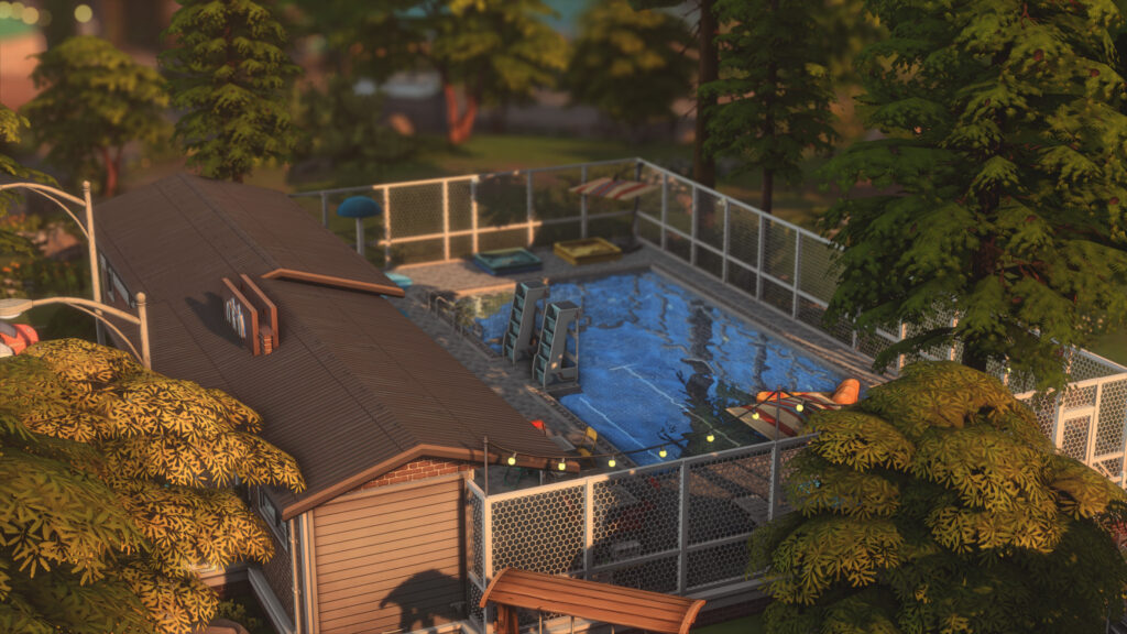 10 Sims 4 Parks & Outdoor Builds Your Sim Will Actually Visit (No CC) 29 Sims 4 outdoor pool no CC with natural vibe