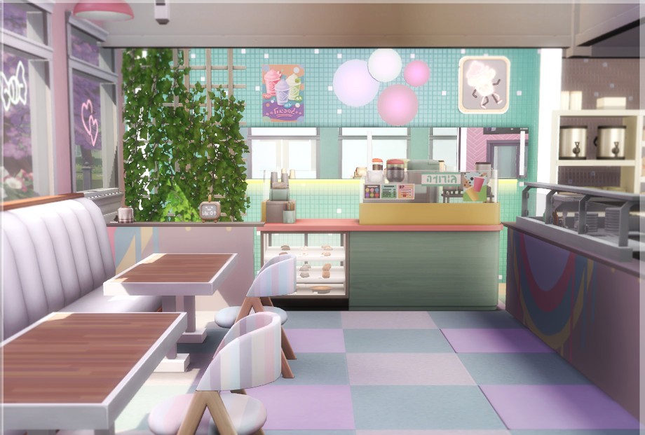 sims 4 pastel ice cream parlor no cc