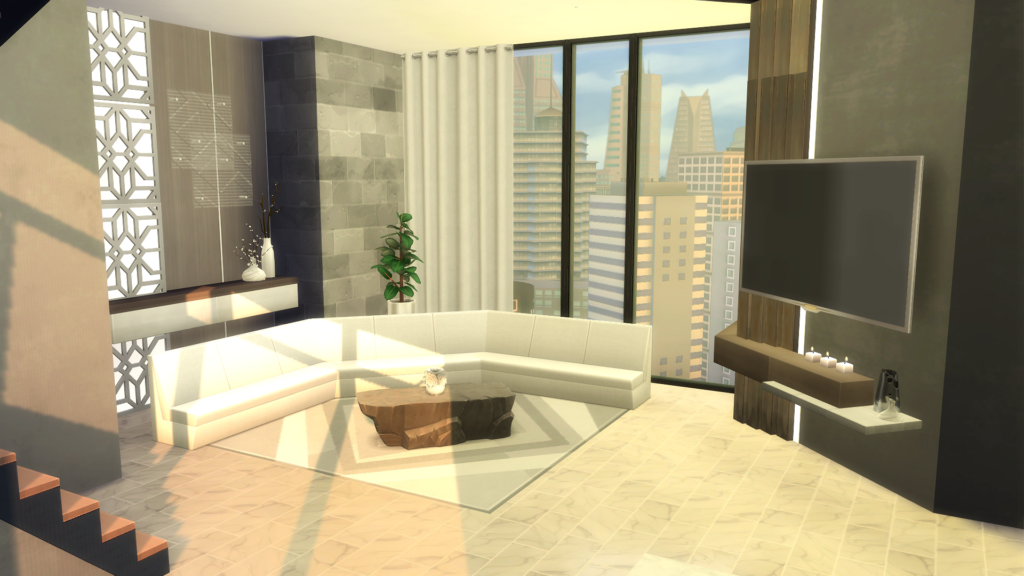Sims 4 Penthouse Apartments That Feel Like Luxury Living (No CC) 5 Sims 4 luxury penthouse no CC with floor to ceiling windows