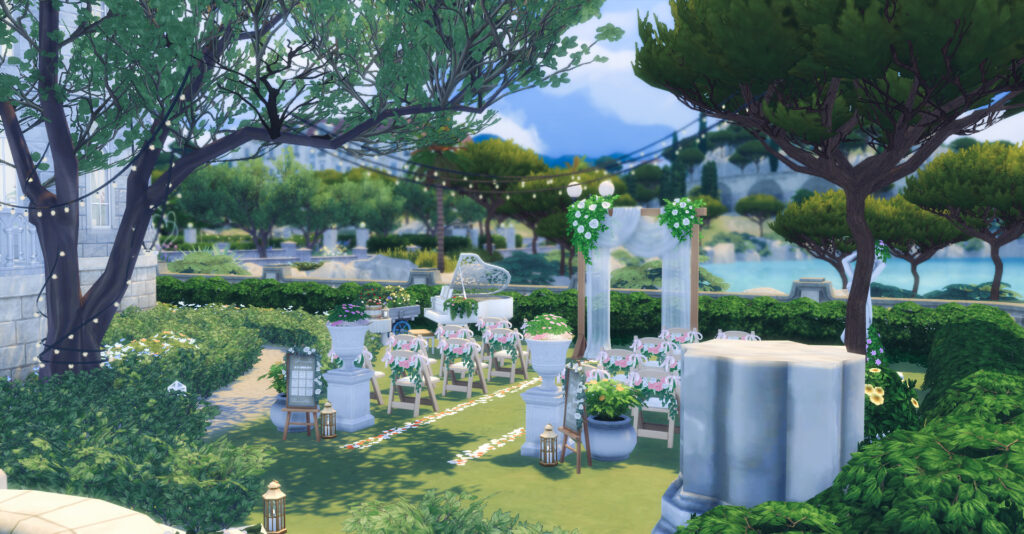 Sims 4 Wedding Venues That Feel Like a Dream (No CC) 13 Sims 4 wedding venue no CC with garden and arch
