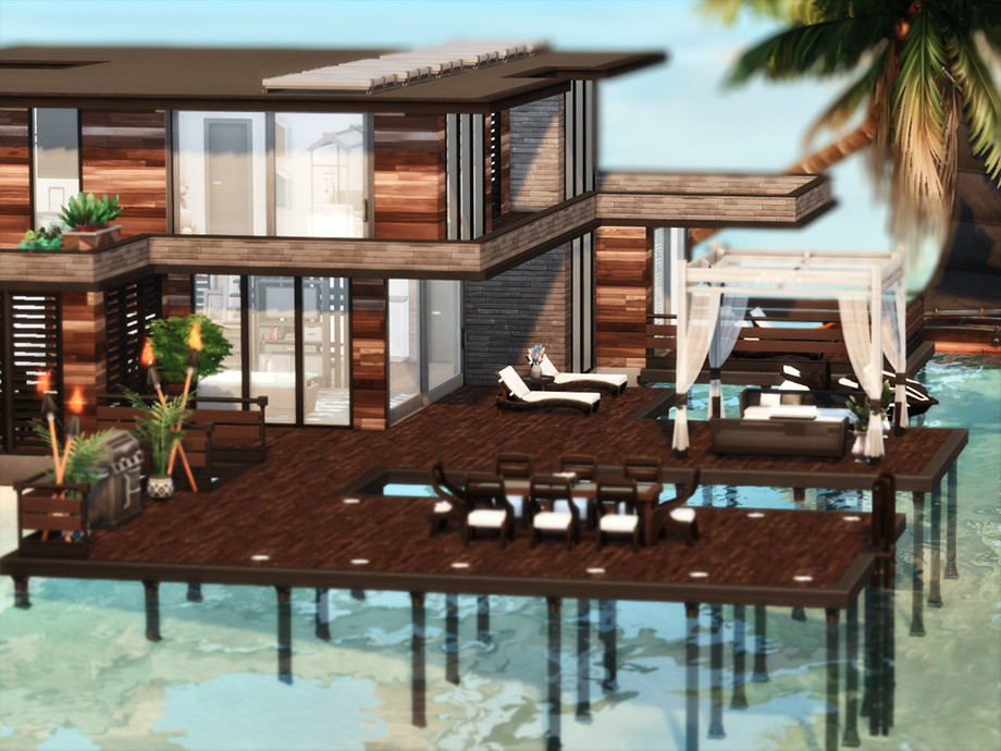 sims 4 rustic seaside beach house overwater no cc