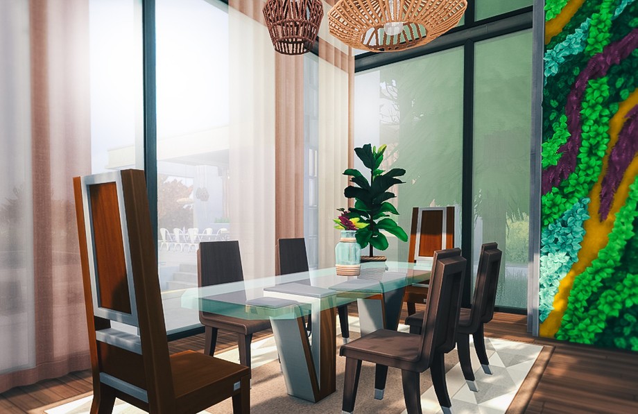 sims 4 sleek modern dining room no cc