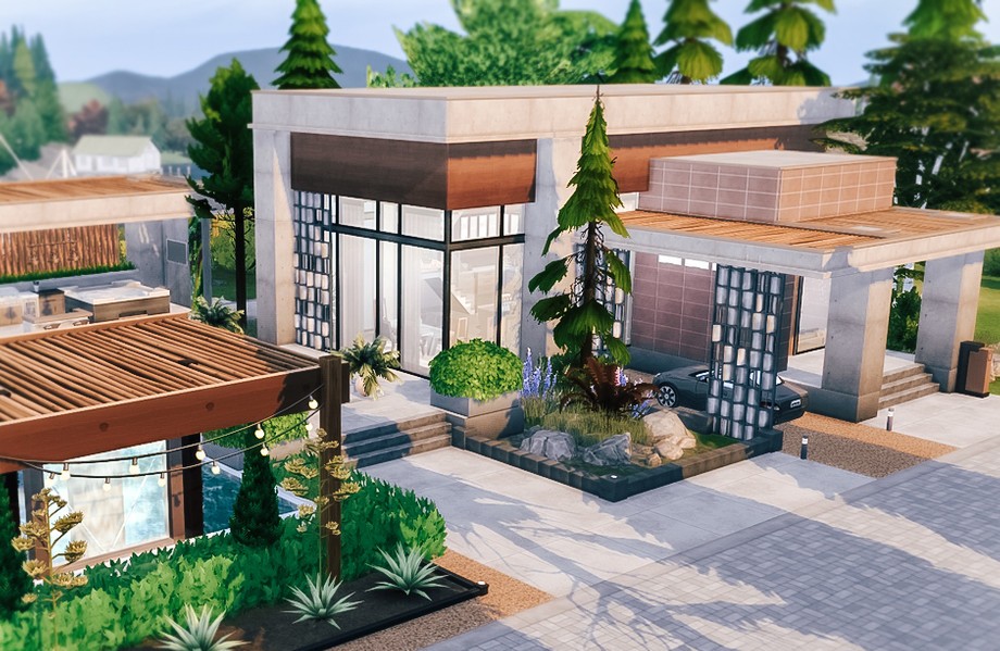 sims 4 sleek modern home no cc