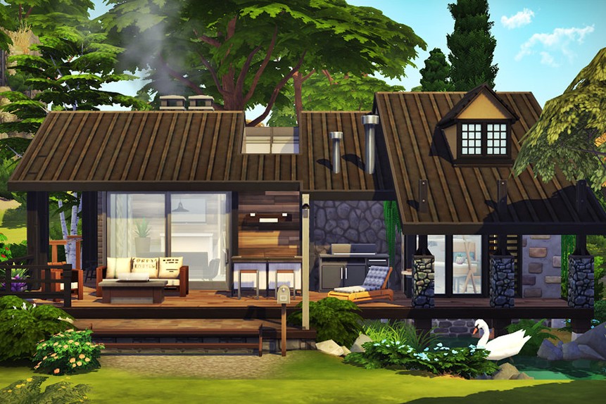 sims 4 small cabin no cc