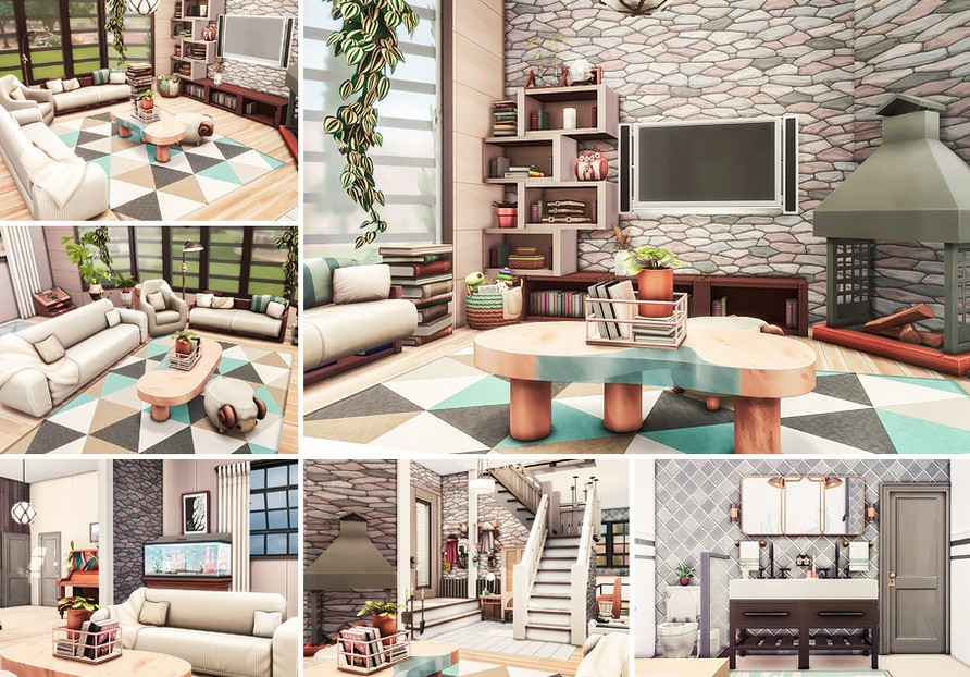 10 Sims 4 Family Homes (No CC) Perfect for a Legacy Save 17 sims 4 spacious suburban home living room no cc