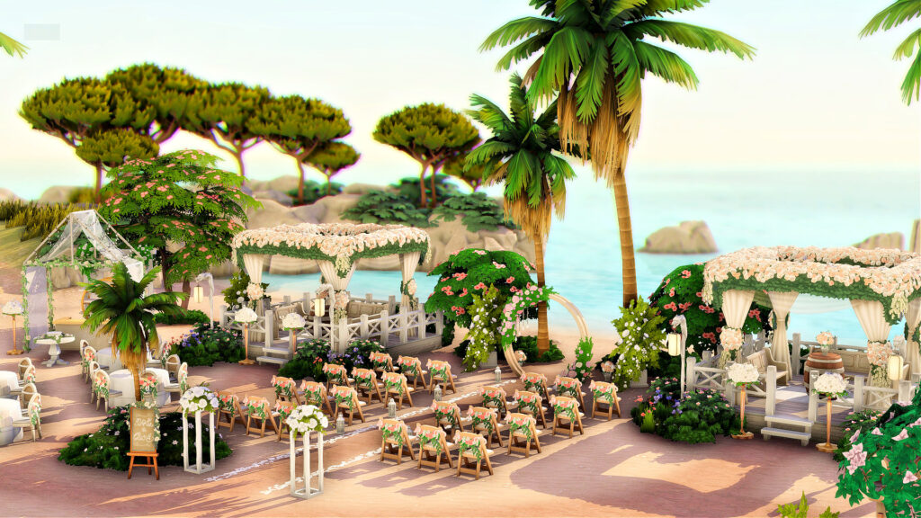 Sims 4 Wedding Venues That Feel Like a Dream (No CC) 21 Sims 4 wedding venue no CC with romantic garden setup