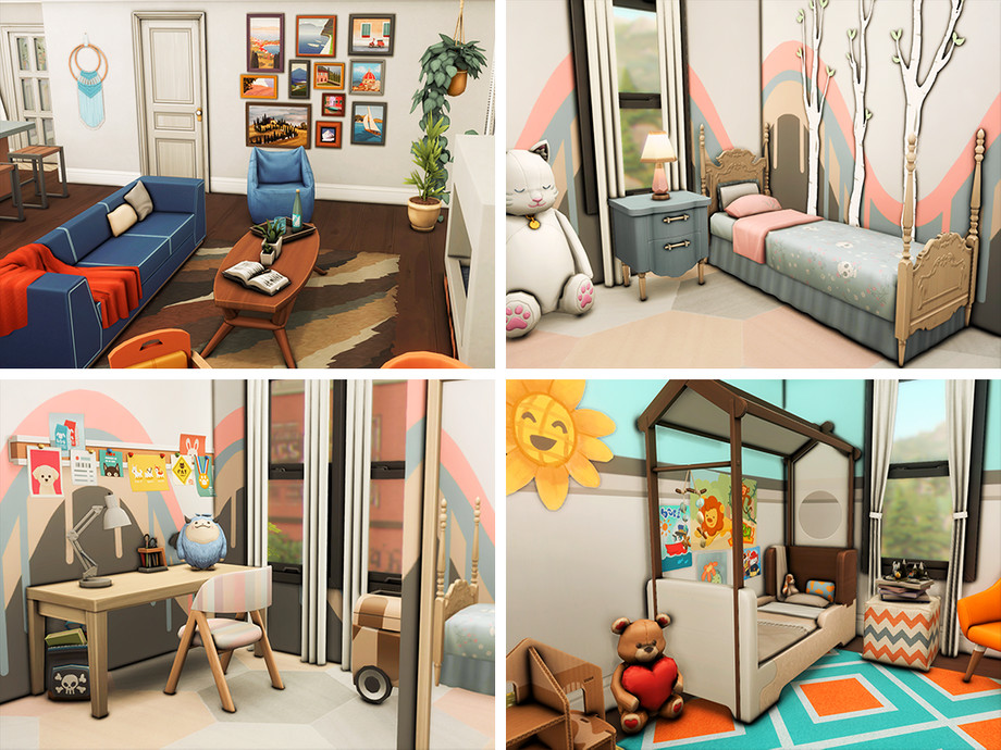 10 Small No CC Homes That Feel Surprisingly Spacious 34 sims 4 tiny home with kids rooms no cc