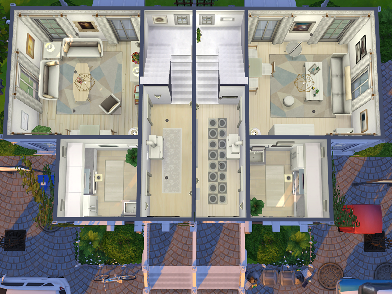 12 Sims 4 Apartment Complexes & Townhouses for Realistic Living (No CC) 4 sims 4 townhouse interior layout no cc