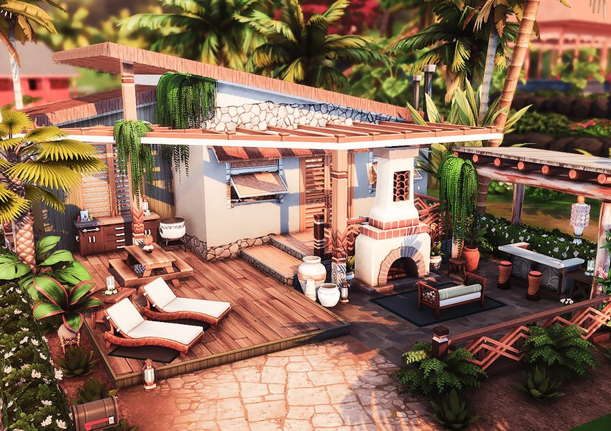 10 Beautiful Sims 4 Vacation Homes (No CC) 8 sims 4 tropical home no cc