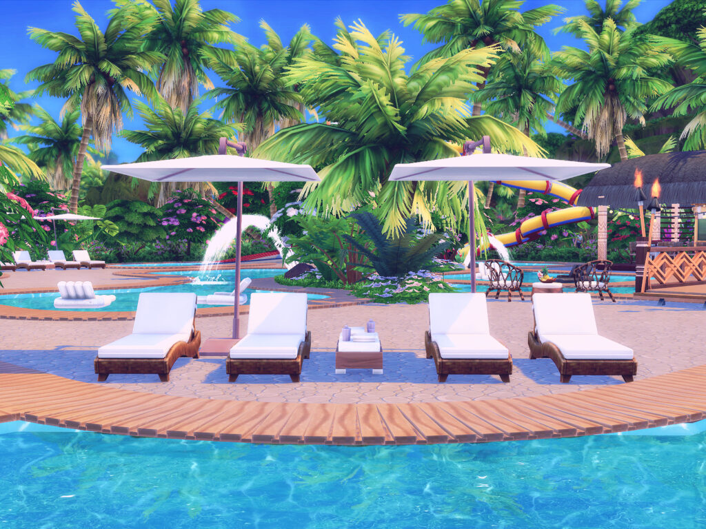 10 Sims 4 Parks & Outdoor Builds Your Sim Will Actually Visit (No CC) 2 Sims 4 tropical park build no CC with natural landscaping