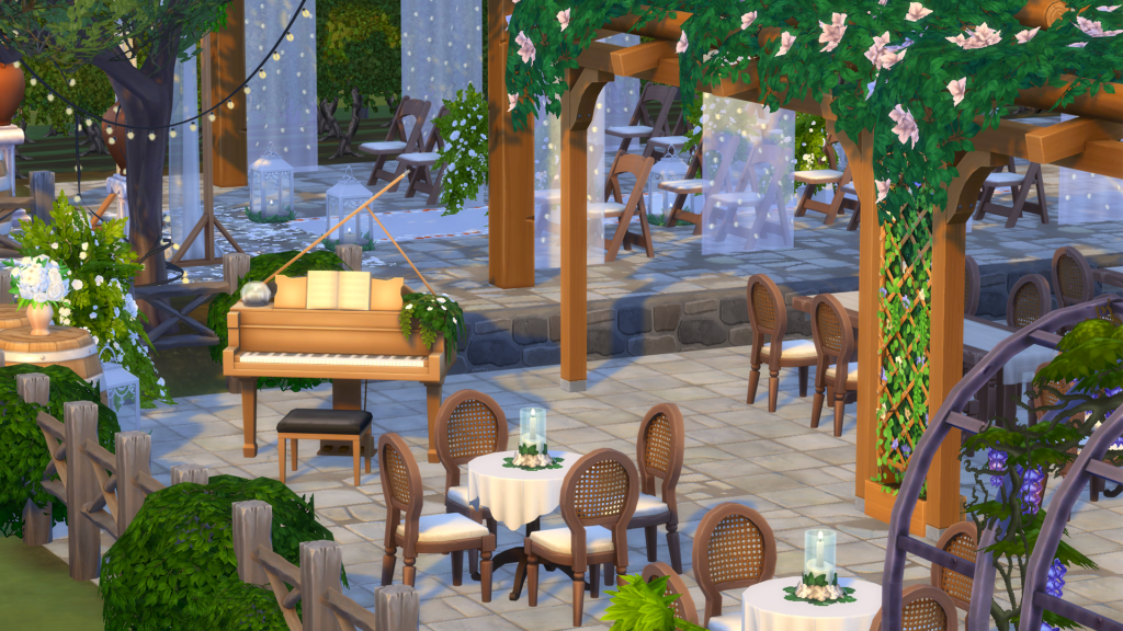 Sims 4 Wedding Venues That Feel Like a Dream (No CC) 5 Sims 4 wedding build no CC with romantic lighting