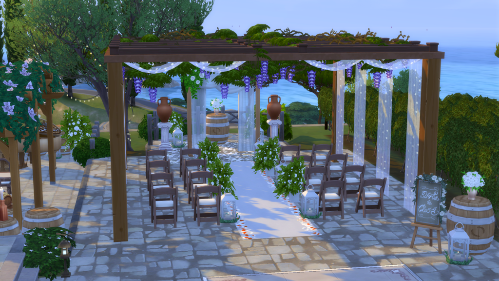 Sims 4 Wedding Venues That Feel Like a Dream (No CC) 3 Sims 4 wedding venue no CC with aisle and arch