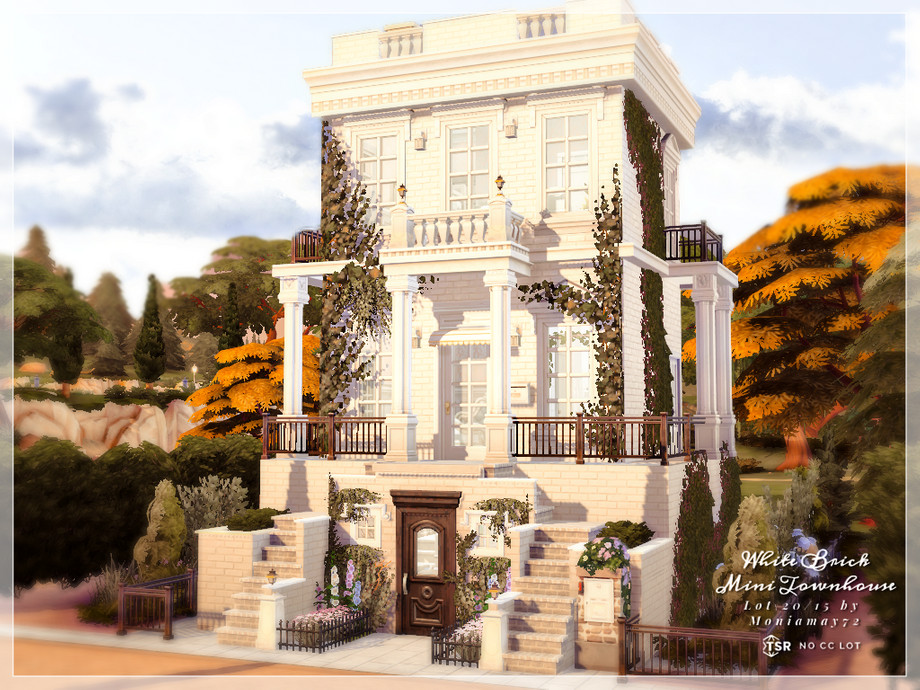 10 Small No CC Homes That Feel Surprisingly Spacious 26 sims 4 white brick townhouse no cc