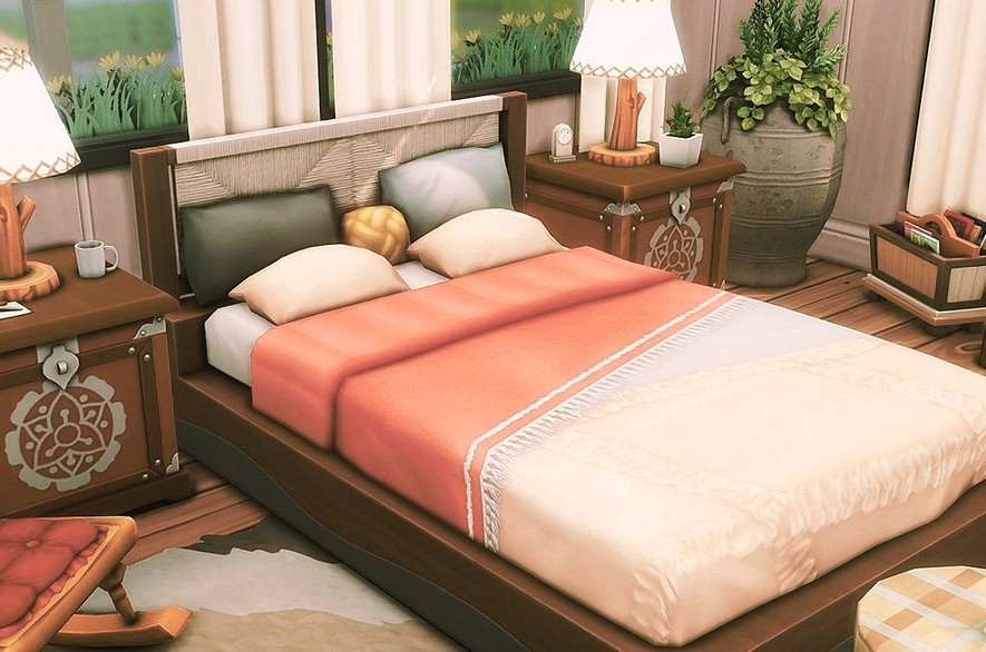 small Sims 4 family cabin no cc