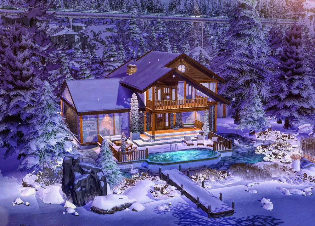 Sims 4 Winter Cabins for Cozy Snowy Gameplay (No CC) 17 i built a winter holiday cabin house no cc that looks so v0 659zo8zervg81