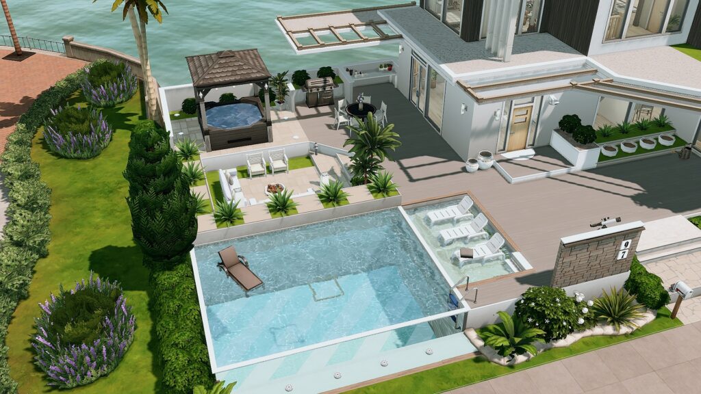 sims 4 base game modern house no cc back exterior