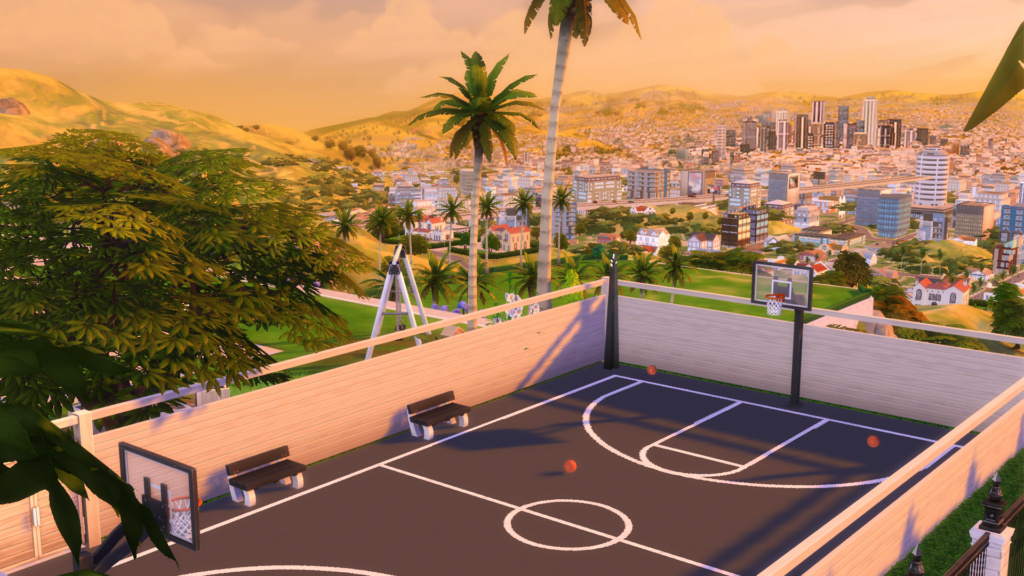 Sims 4 Celebrity Mansions for Your Rich & Famous Sims (No CC) 3 sims 4 celebrity mansion no cc basketball court.jpg
