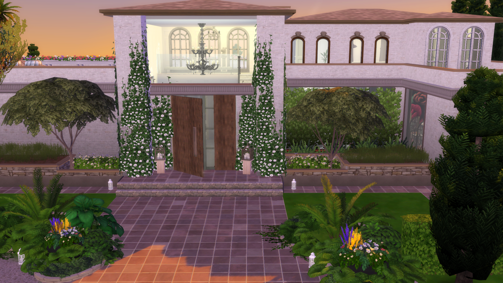 Sims 4 Celebrity Mansions for Your Rich & Famous Sims (No CC) 17 sims 4 celebrity mansion no cc mansion exterior landscape 1