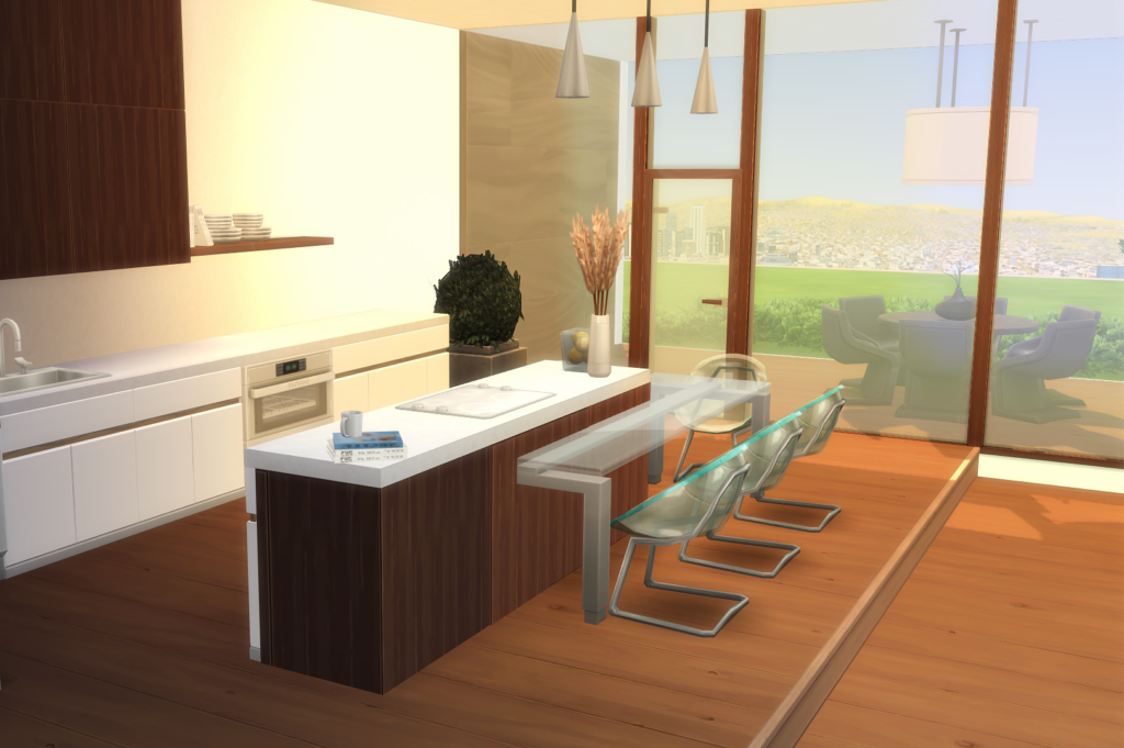 Sims 4 Celebrity Mansions for Your Rich & Famous Sims (No CC) 7 sims 4 celebrity mansion no cc modern kitchen high end.jpg