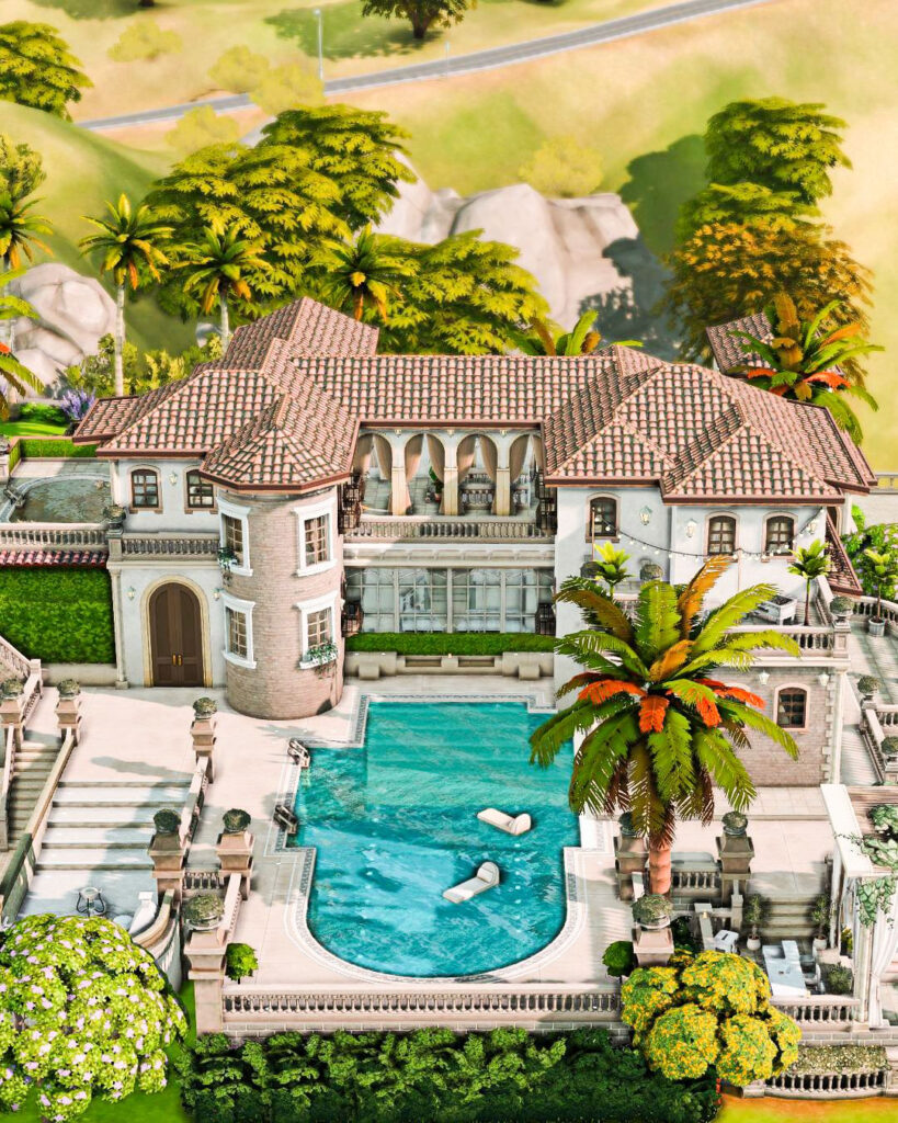 Sims 4 Celebrity Mansions for Your Rich & Famous Sims (No CC) 10 sims 4 celebrity mansion no cc modern luxury exterior.jpg