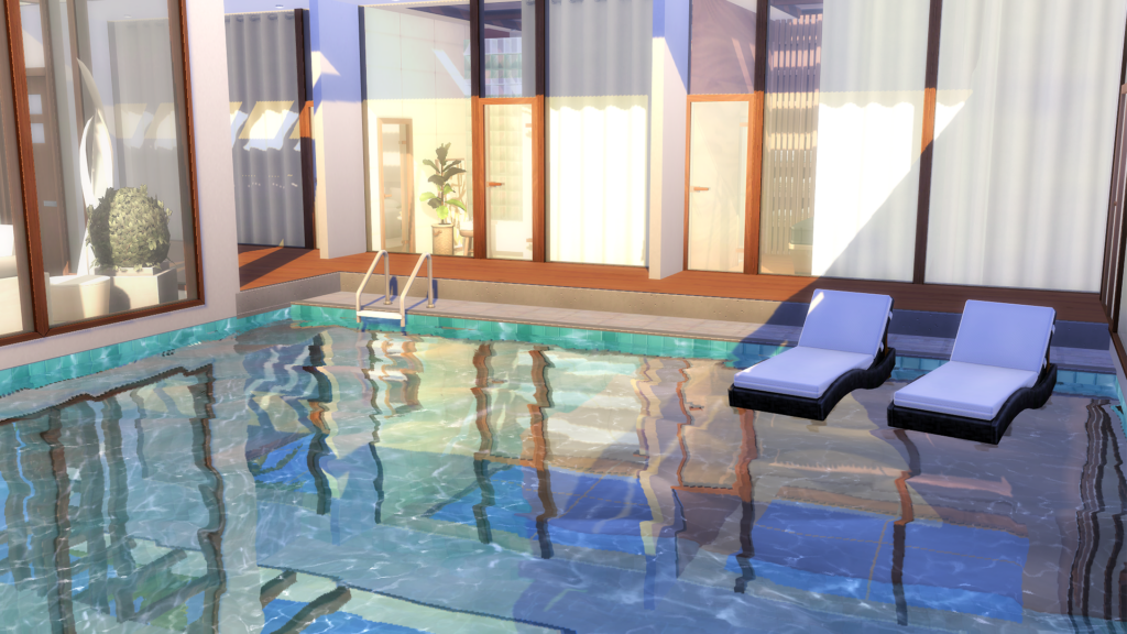 Sims 4 Celebrity Mansions for Your Rich & Famous Sims (No CC) 8 sims 4 celebrity mansion no cc outdoor pool lounge area.jpg 1