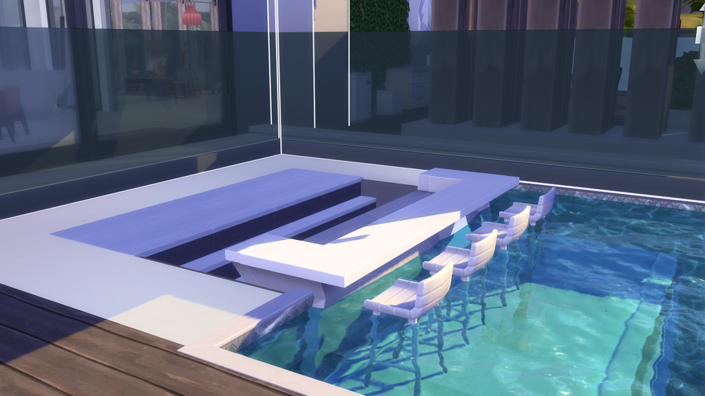 Sims 4 Celebrity Mansions for Your Rich & Famous Sims (No CC) 24 sims 4 celebrity mansion no cc swim up pool lounge area.jpg