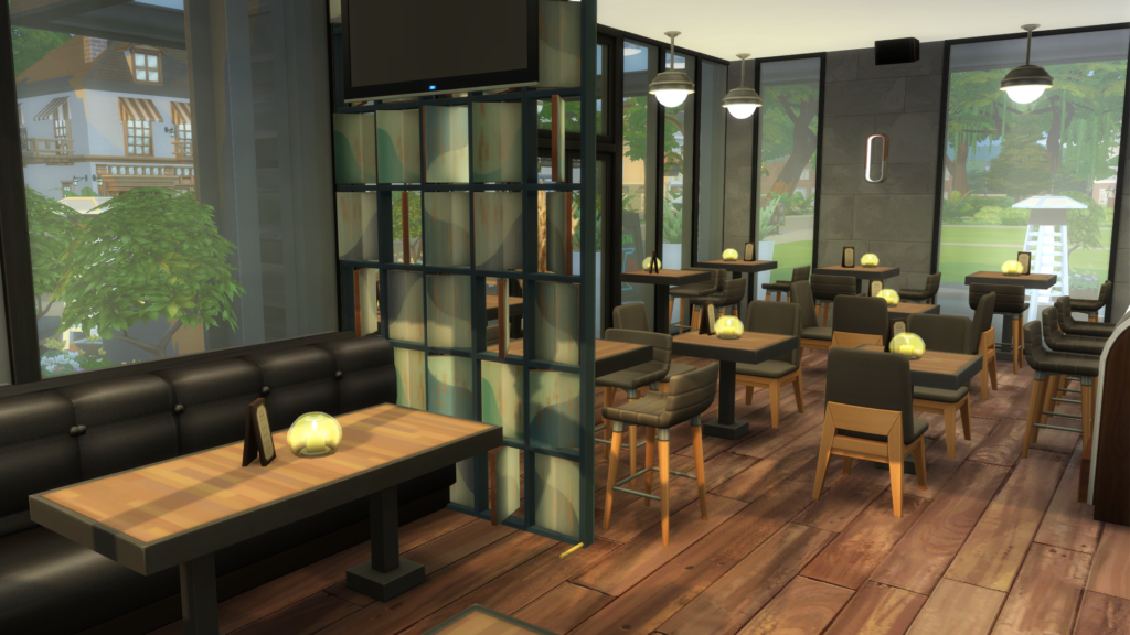 10+ Sims 4 Cafe Builds That Make Your Save Feel Alive (No CC) 36 sims 4 coffee shop no cc relaxing space