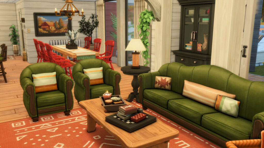 Sims 4 Ranch Homes for Country Living (No CC) 39 sims 4 family ranch home living room no cc