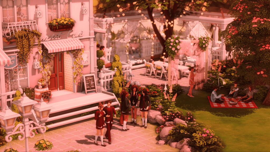 10+ Sims 4 Cafe Builds That Make Your Save Feel Alive (No CC) 49 sims 4 love day cafe no cc