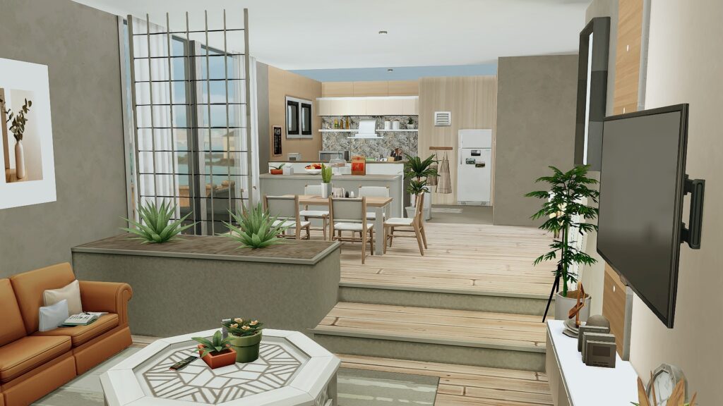 sims 4 modern build base game only no cc bright space