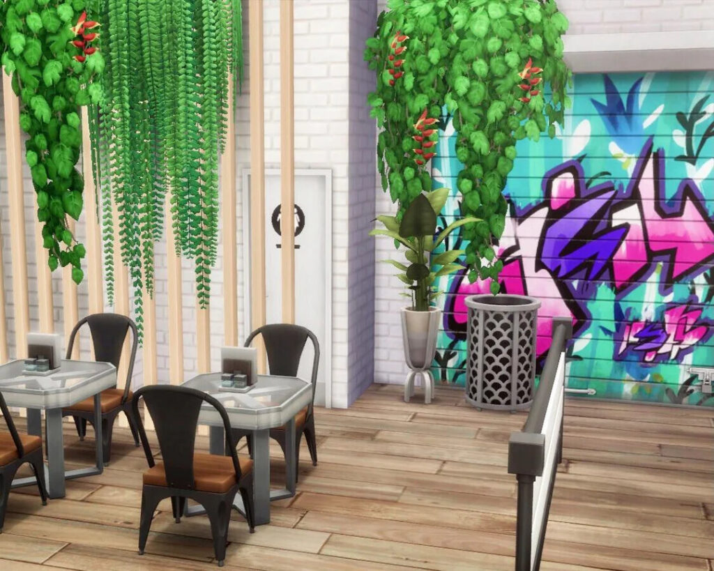 10+ Sims 4 Cafe Builds That Make Your Save Feel Alive (No CC) 29 sims 4 modern cafe realistic seating no cc