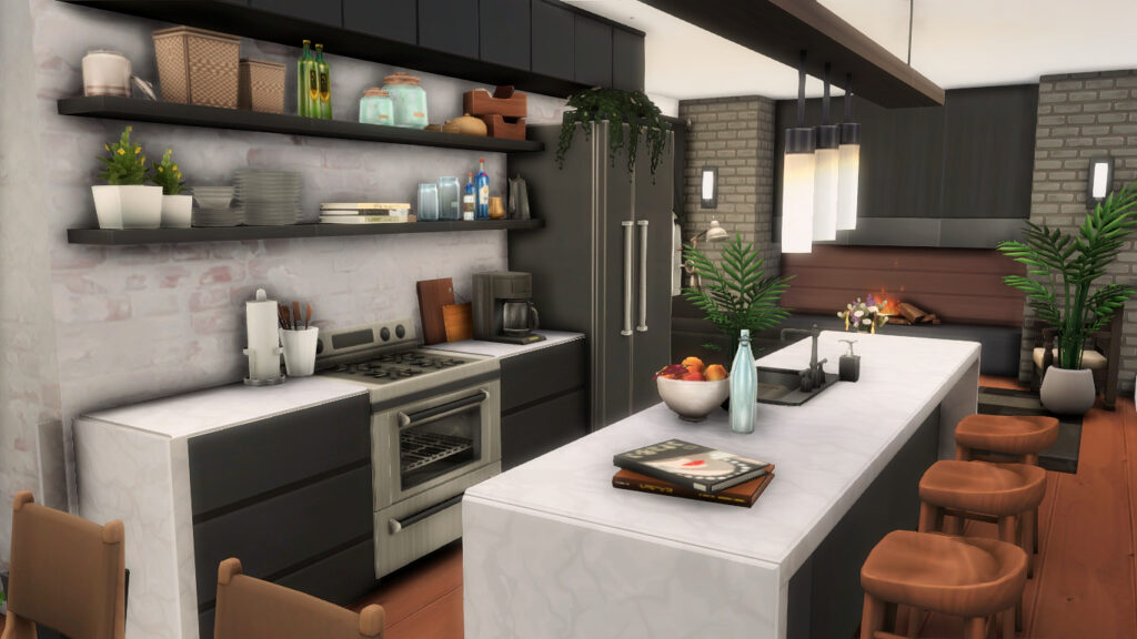 sims 4 modern townhouse kitchen no cc