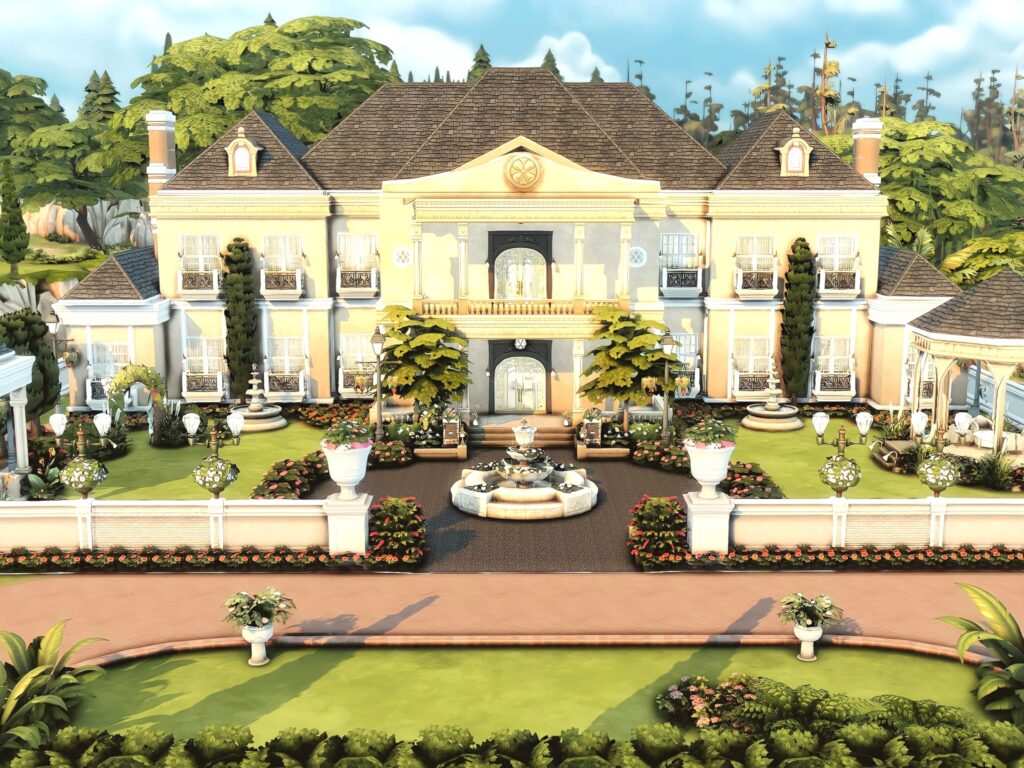 10 Sims 4 Royal Mansions for Generational Saves (No CC) 20 sims 4 royal mansions no cc estate landscaping