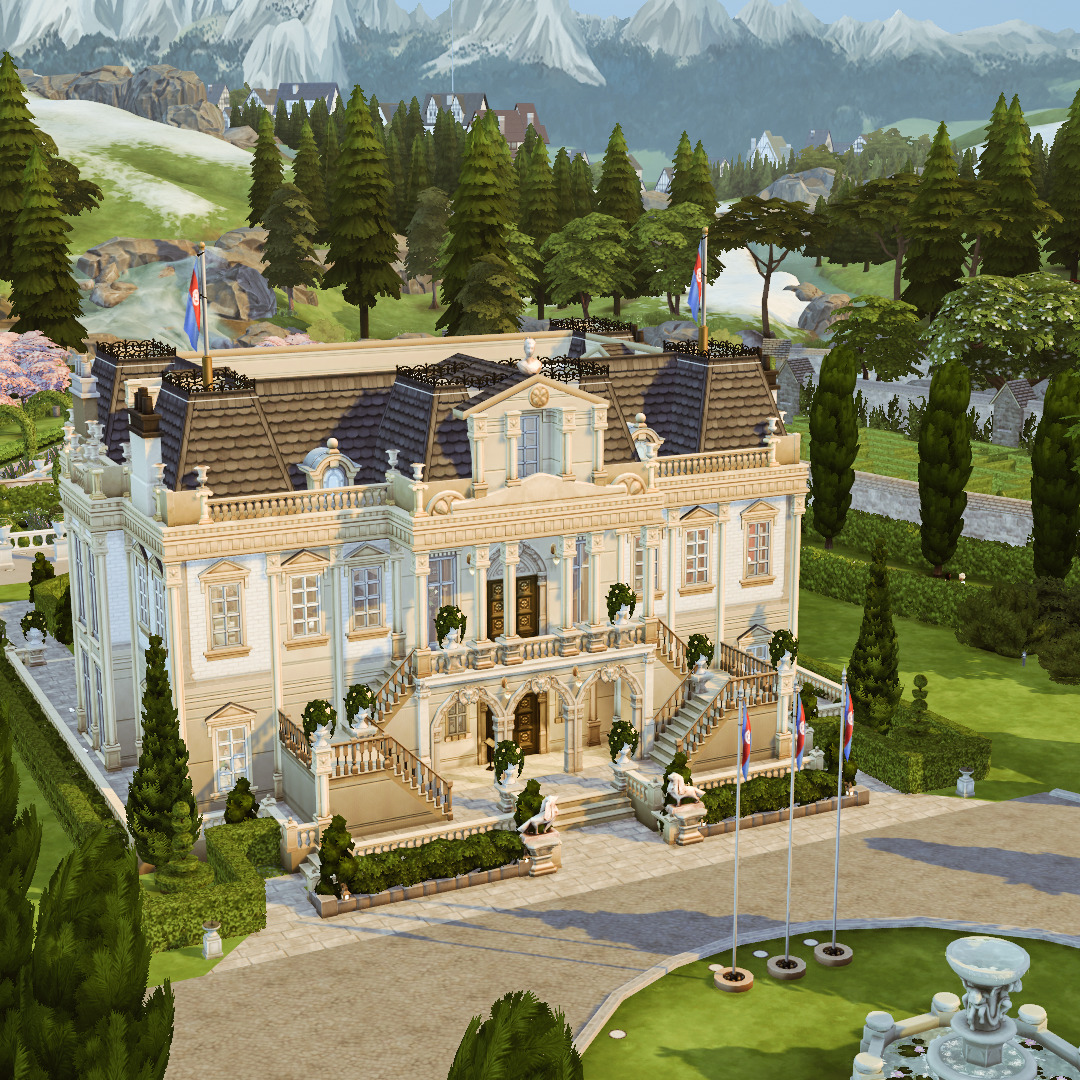 sims 4 royal mansions no cc large estate driveway