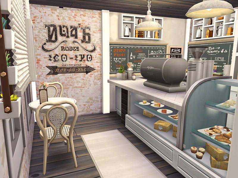 10+ Sims 4 Cafe Builds That Make Your Save Feel Alive (No CC) 23 sims 4 rustic cafe build no cc