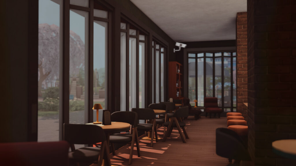 10+ Sims 4 Cafe Builds That Make Your Save Feel Alive (No CC) 38 sims 4 modern cafe and gallery