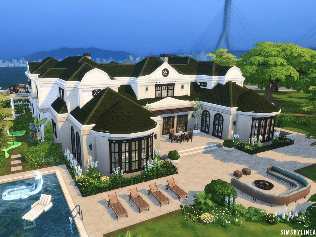 15 Sims 4 Mega Mansions For Sims With Billionaire Status (No CC) 41 eucalyptuslanebackyard