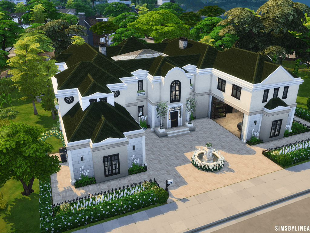 15 Sims 4 Mega Mansions For Sims With Billionaire Status (No CC) 38 eucalyptuslanefront2