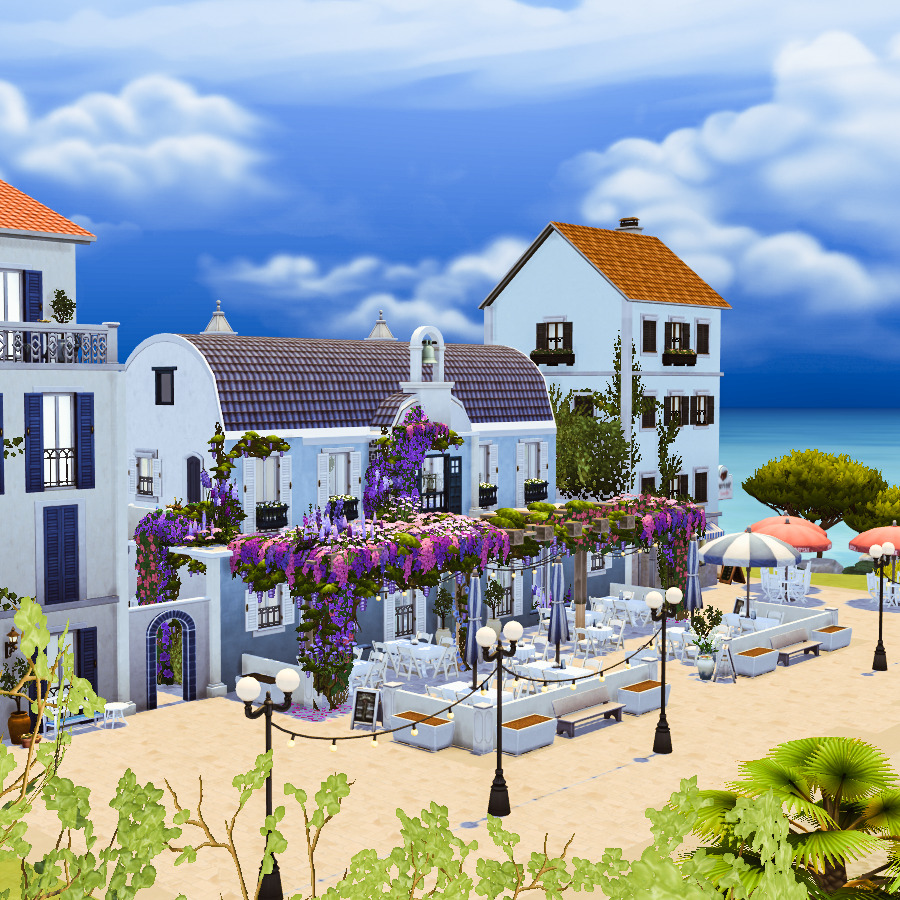 12 Restaurants in Sims 4 for Family Dinners, Date Nights & More (No CC) 40 sims 4 mediterreanean restaurant no cc