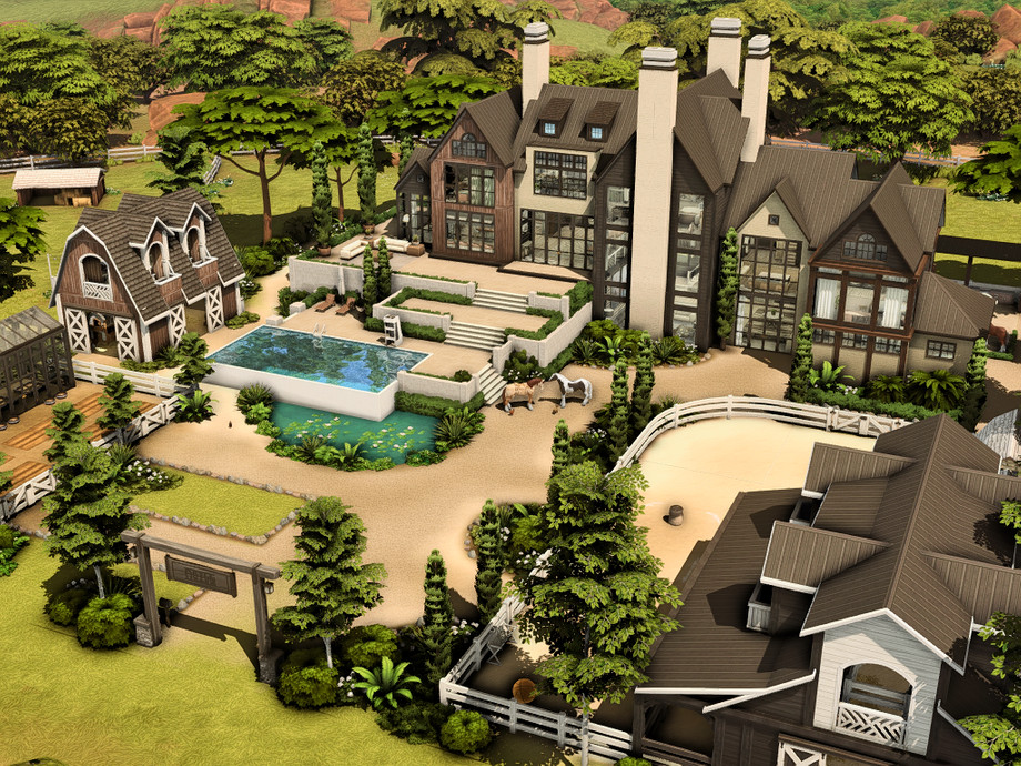 How to Build the Ultimate Chestnut Ridge Save in Sims 4 - Ranch, Royal, and Luxury (No CC) 5 sims 4 modern ranch
