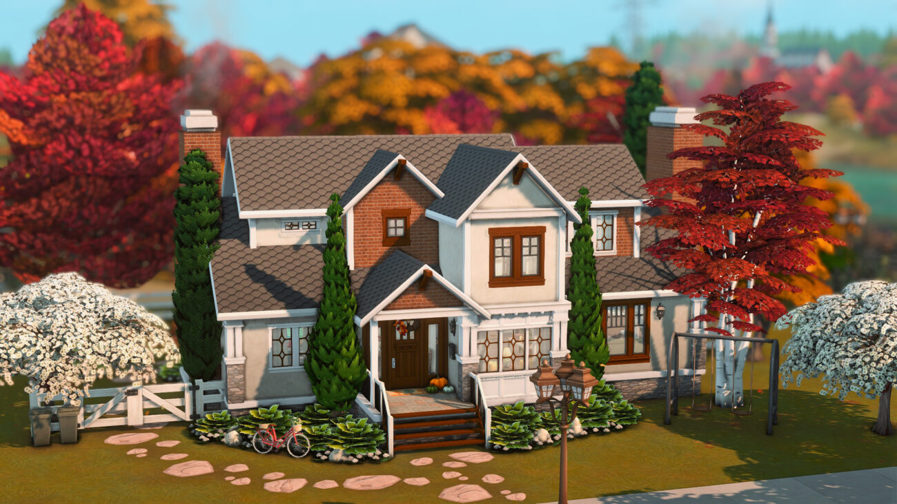 sims 4 fall family home no cc